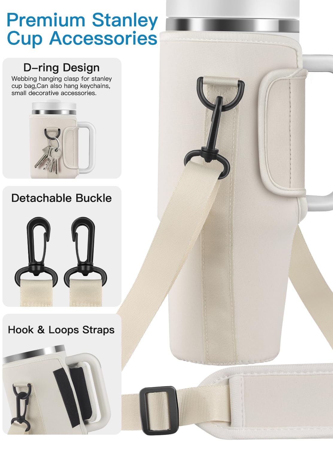 Joweese Water Bottle Carrier Bag Accessories for Stanley 40oz Tumbler with Handle,Travelling Camping Outdoor Sports Water Bottle Holder, Portable Water Cup Bags Strap Pouch for Stanley Cup