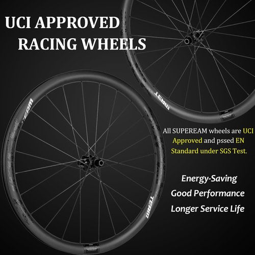 Superteam Carbon Gravel Wheelset 700c Disc Brake 38mm Depth Gravel Classic Bike Wheels with Center Lock Hub, Fit for 8/9/10/11/12 Speed