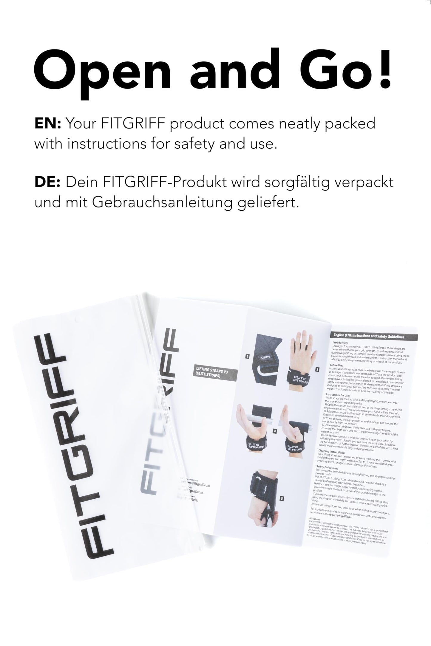 Fitgriff® Elite Straps - Lifting Wrist Straps (Rubber Grips) for Weightlifting, Gym, Workout, Deadlift - Anti-Slip Revolution for Men and Women (Black, XS)