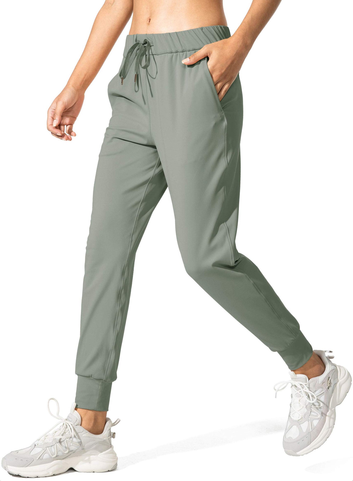 SANTINY Women's Joggers Pants Pockets Drawstring Running Sweatpants for Women Lounge Workout Jogging(Grey Sage_XS)