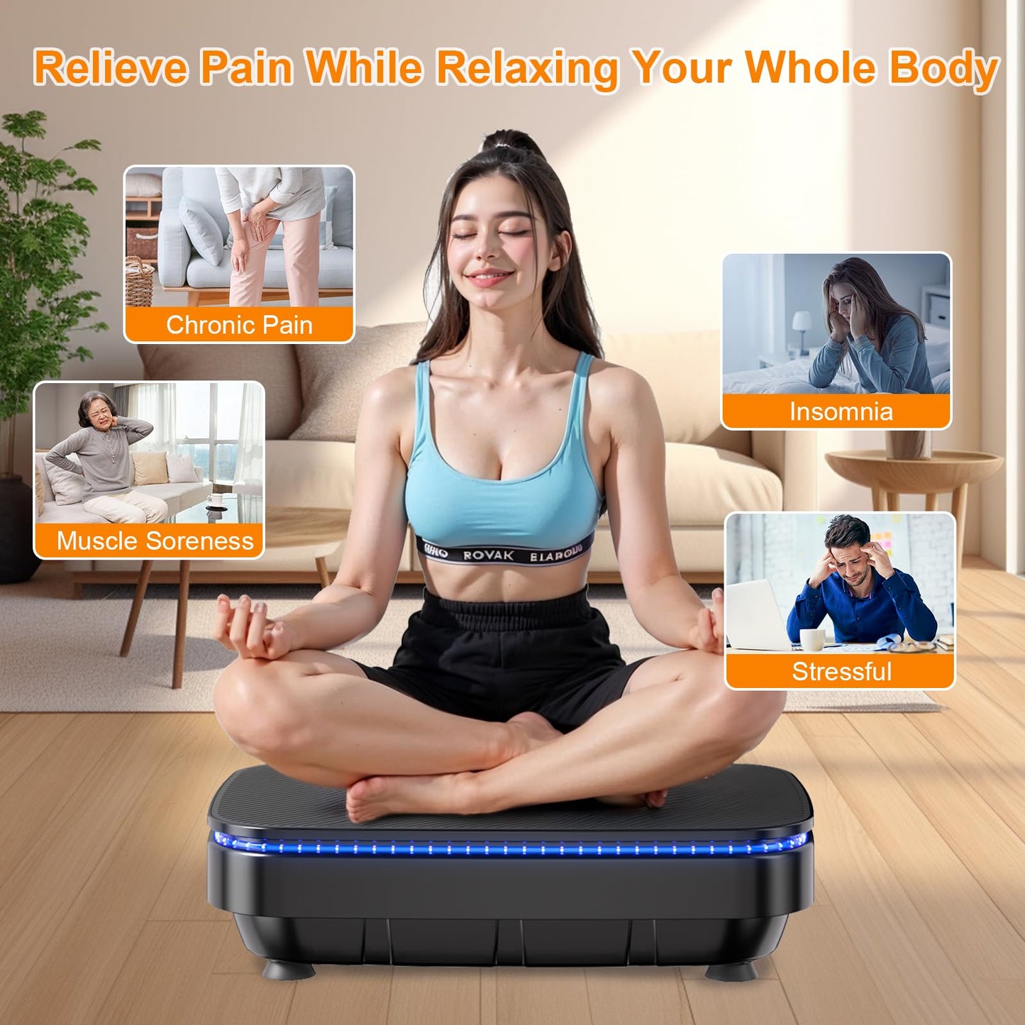 APUOCE Vibration Plate Exercise Machine, Lymphatic Drainage Machine for Home Fitness, Whole Body Workout Power Vibrate Fitness Platform for Weight Loss & Shaping