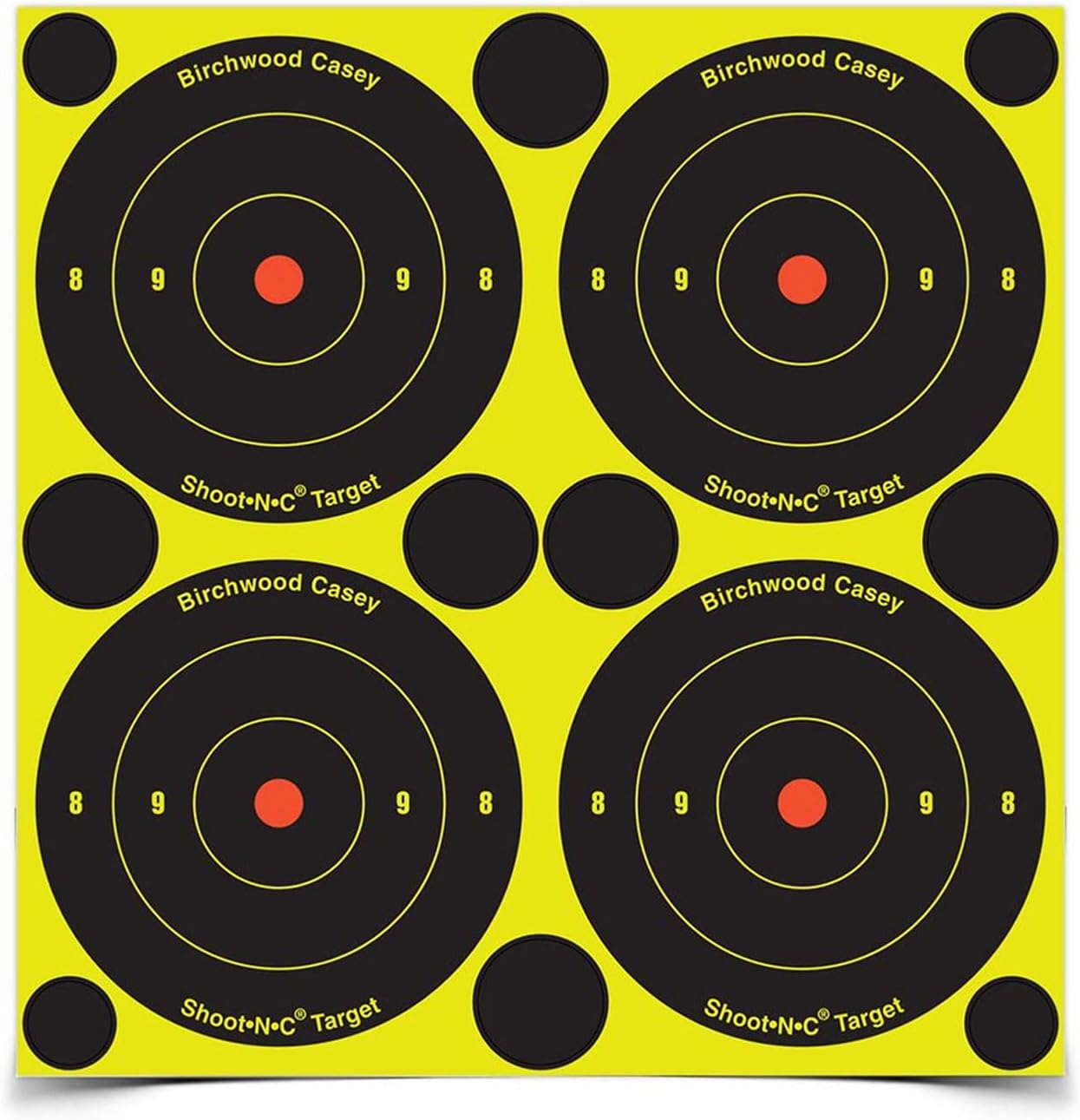 BIRCHWOOD CASEY 8" Eze-Scorer Bull's-Eye Practice Shoot-Up Brilliant White Paper Targets for Indoor and Outdoor Use, 26 Targets