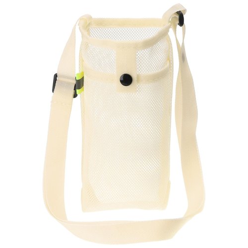 PATIKIL 22mmx13mm Water Bottle Bag, Mesh Portable Bottle Holder Carrier Adjustable Shoulder Strap for Sports Hiking Camping, Beige