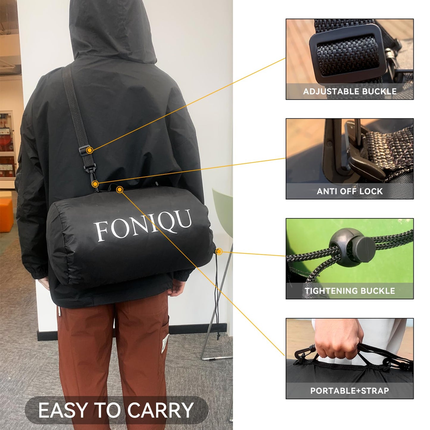 FONIQU Waterproof Camping Blanket for Cold Weather, Extra Thick Fleece Stadium Blanket with Hood, Sports Outdoor Blankets for Concerts, Camping, Car, Picnic - Machine Washable 78 "x 57"