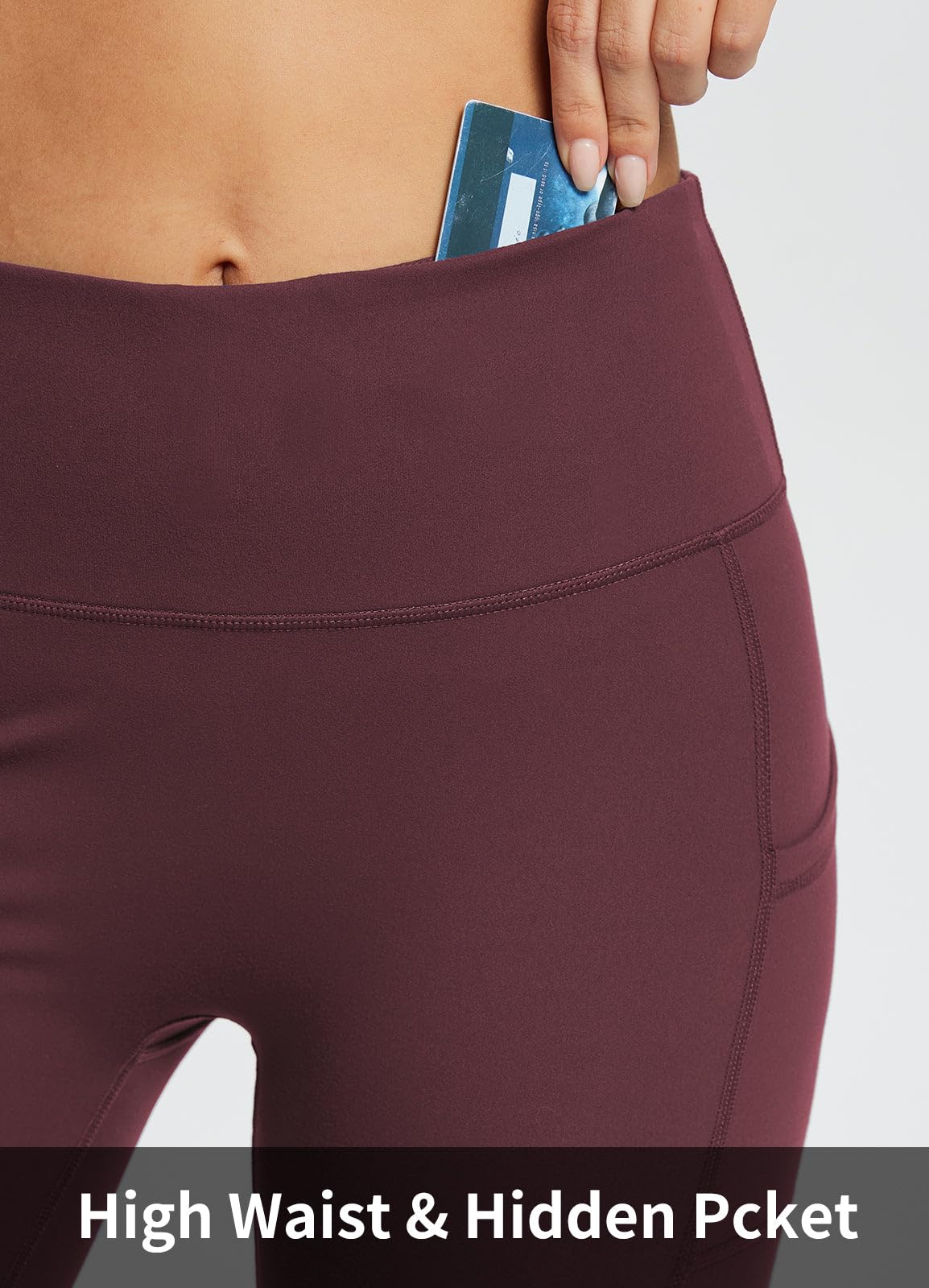 baleaf Biker Shorts Women Yoga Gym Workout Spandex Running Volleyball Tummy Control Compression with Pockets Soft 8" Wine Red XL
