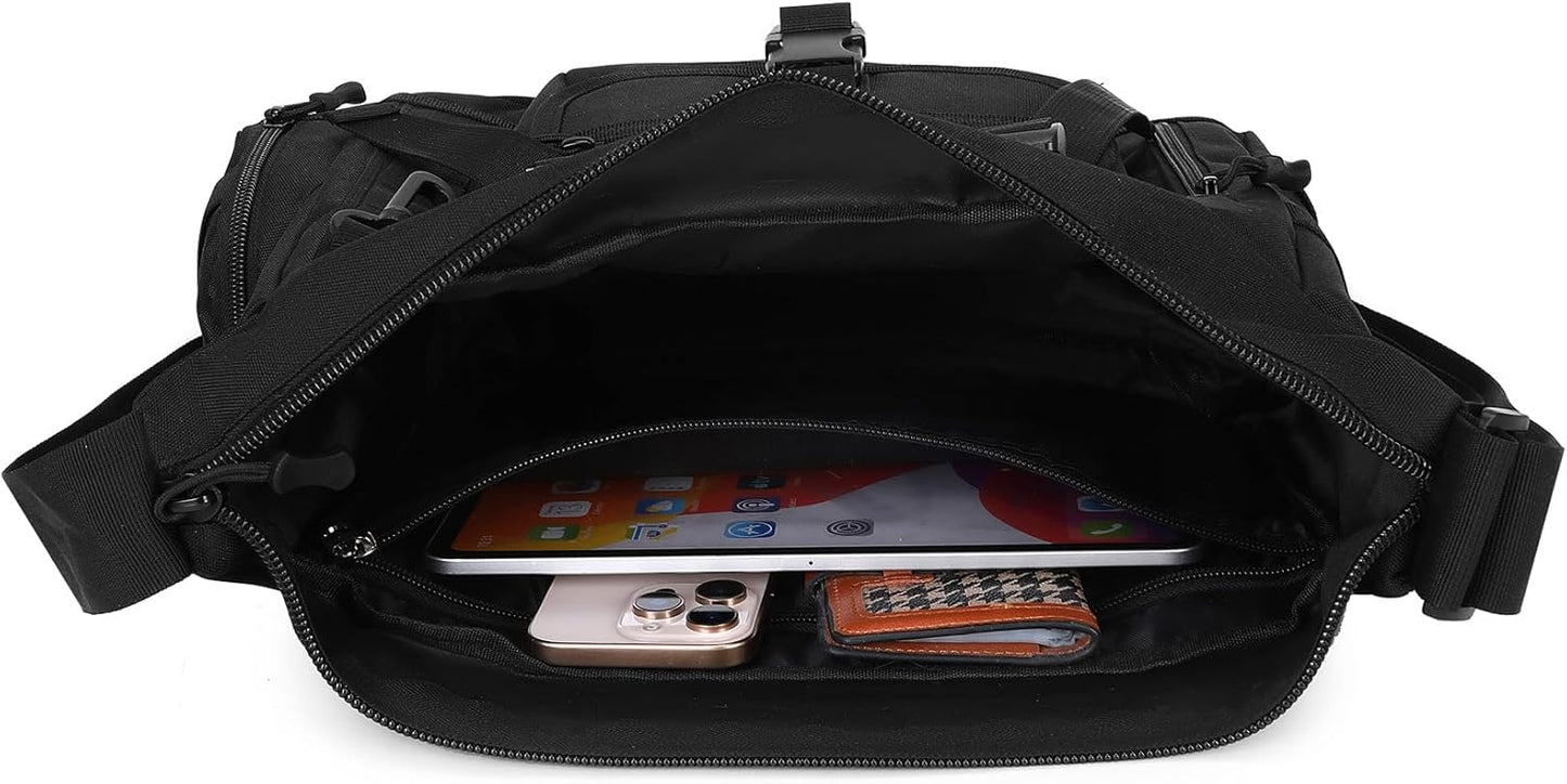 ArcEnCiel Tactical Messenger Bag Men MOLLE Sling Shoulder Pack with Patch