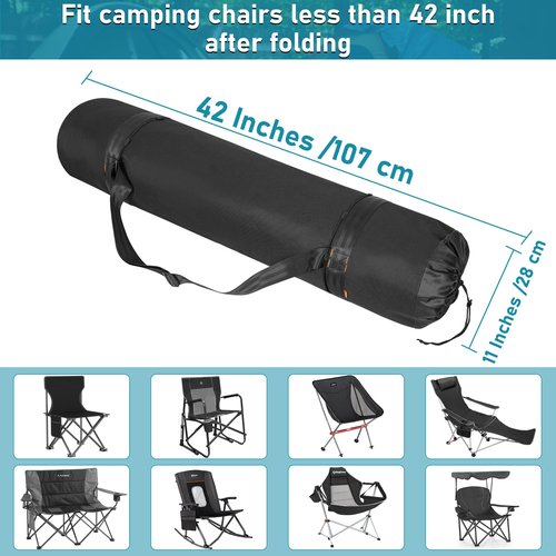 WELIDAY Camp Chair Replacement Bag Outdoor Folding Chair Carrying Bag with Shoulder Strap Heavy Duty Chair Bag 42 inches(Black)