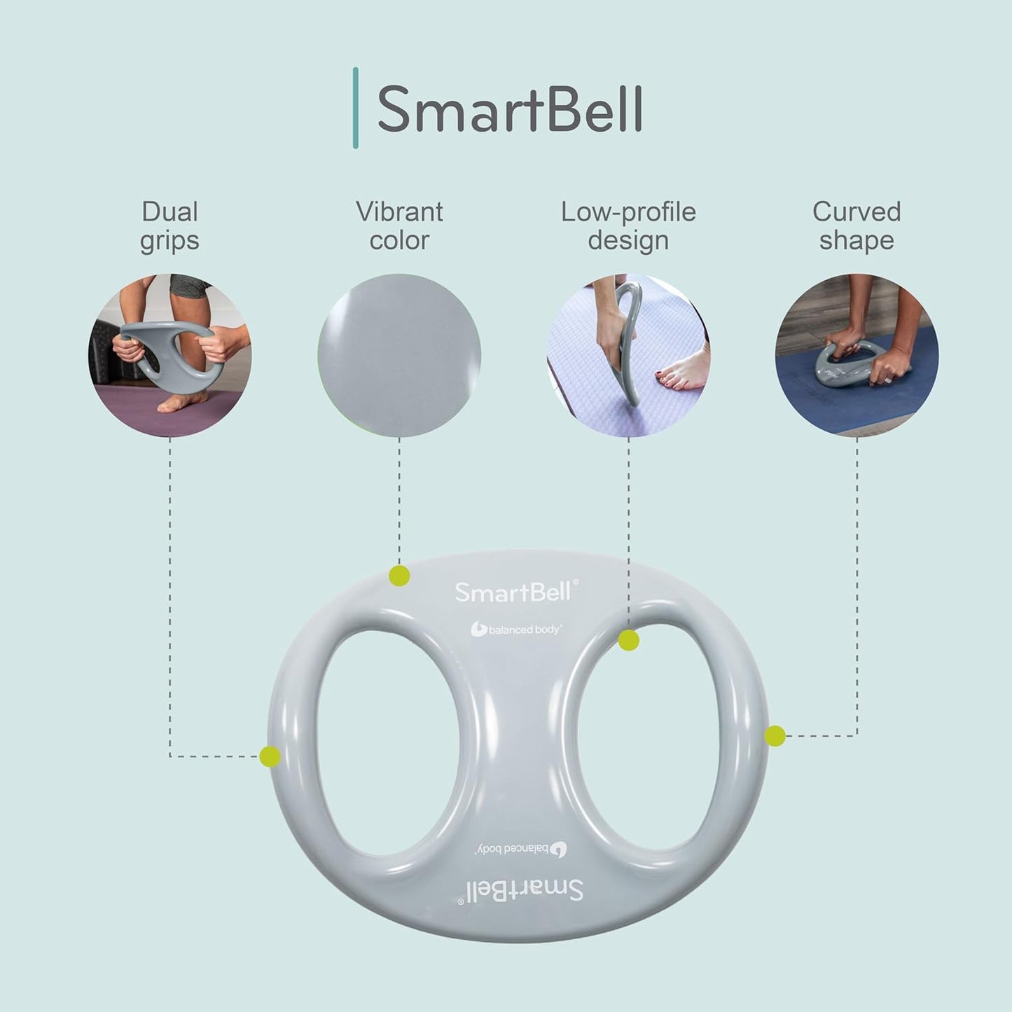 SmartBell Ergonomic Pilates Dumbbell - Two-Handed Exercise Weight for Home Gym