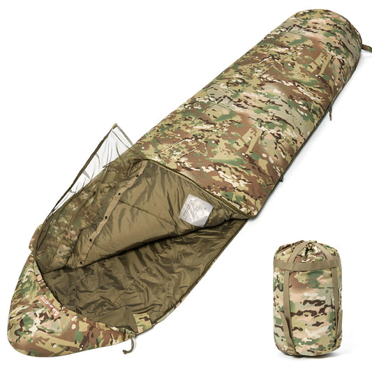 MT Military Army Force Defence 4 & Tropen Patrol Mummy Sleeping Bags with Bivy Cover Compression Sack, Modular Sleeping System 2.0 for Cold Weather,