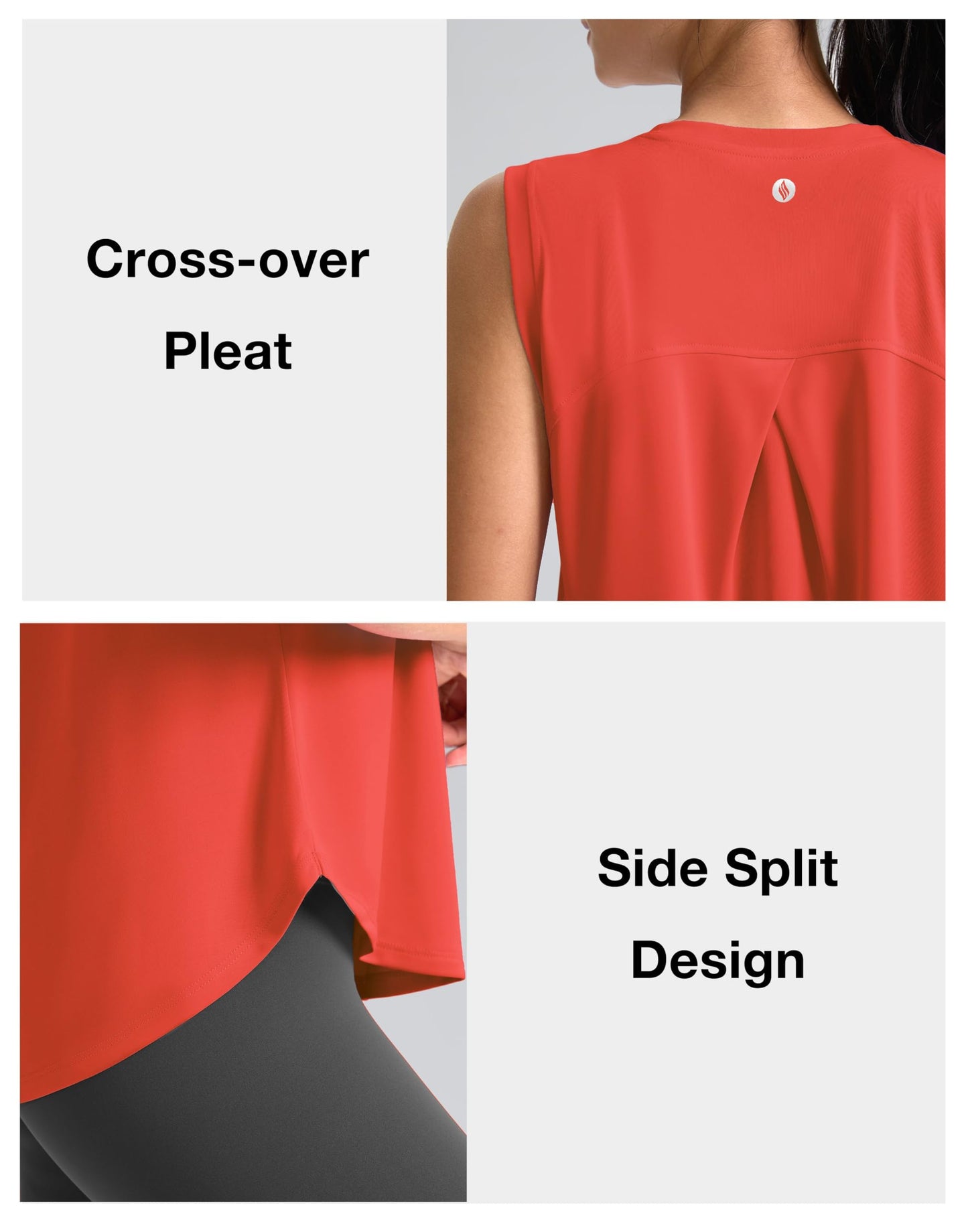 SANTINY Women's Sleeveless Workout Tops Breathable Lightweight Active Tennis Yoga Shirts Athletic Running Tank Tops for Women (Red_L)