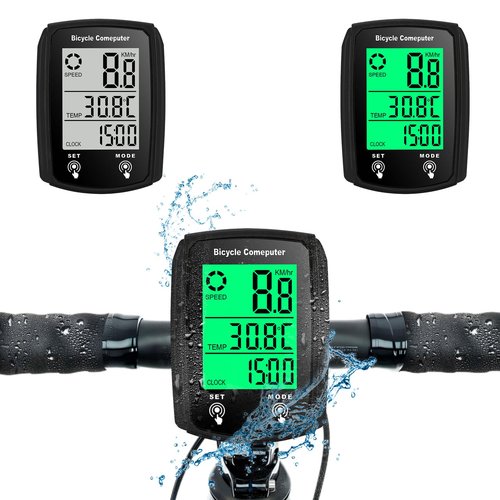 Bike Computer Wired, Bicycle Odometer Wired MPH KM/H Bike Speedometer Waterproof Bike Odometer with Touch Sensor Switch, Big Digital LCD Screen, Automatic Wake-up