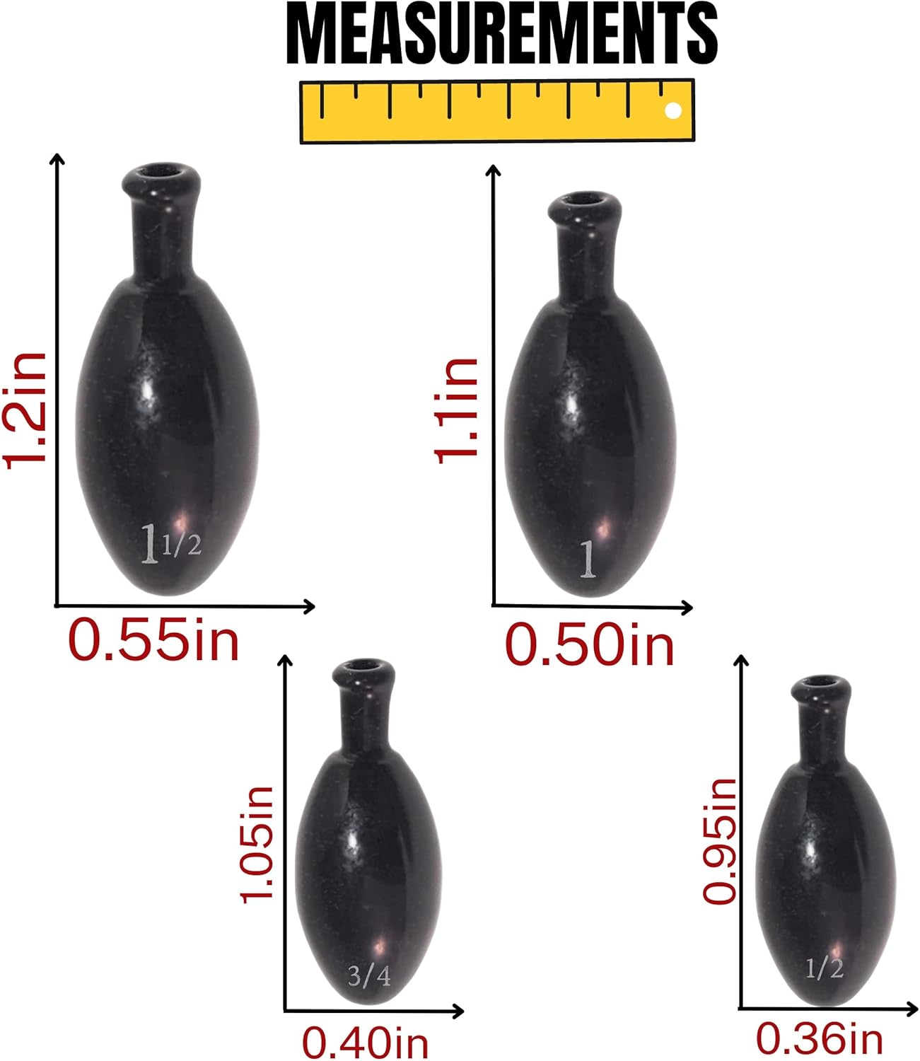 Reaction Tackle Tungsten Punch Weights/Tungsten Fishing Weights for Heavy Cover Penetration Designed for Punch Rig Used for Bass Fishing and Other Fish Size Stamped on All Weights