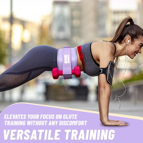 Hip Thrust Belt, Pixel Panda Hip Thrust Band, Portable Hip Thrust, Easy to Use with Dumbbells Kettlebells Plates, Hip Thruster for The Gym Home Workout (Purple)