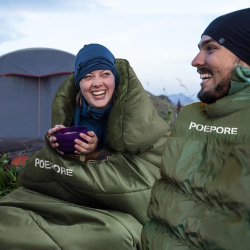 POEPORE Flannel Sleeping Bag Cotton 0 Degree Cold Weather for Adults XXL Sleeping Bag 4 Season Big and Tall with Pillow Compression Sack