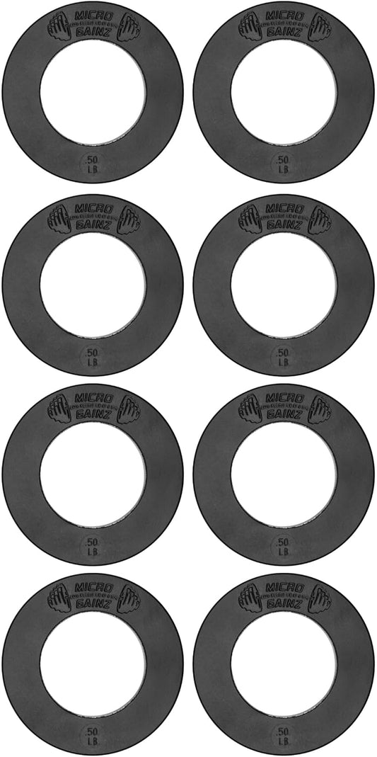 Micro Gainz Olympic Fractional Weight Plates Set, 8 Piece .50LB Olympic Weight Plates Set with Bag, Designed for Olympic Barbells for Strength Training and Micro Loading, Made in USA