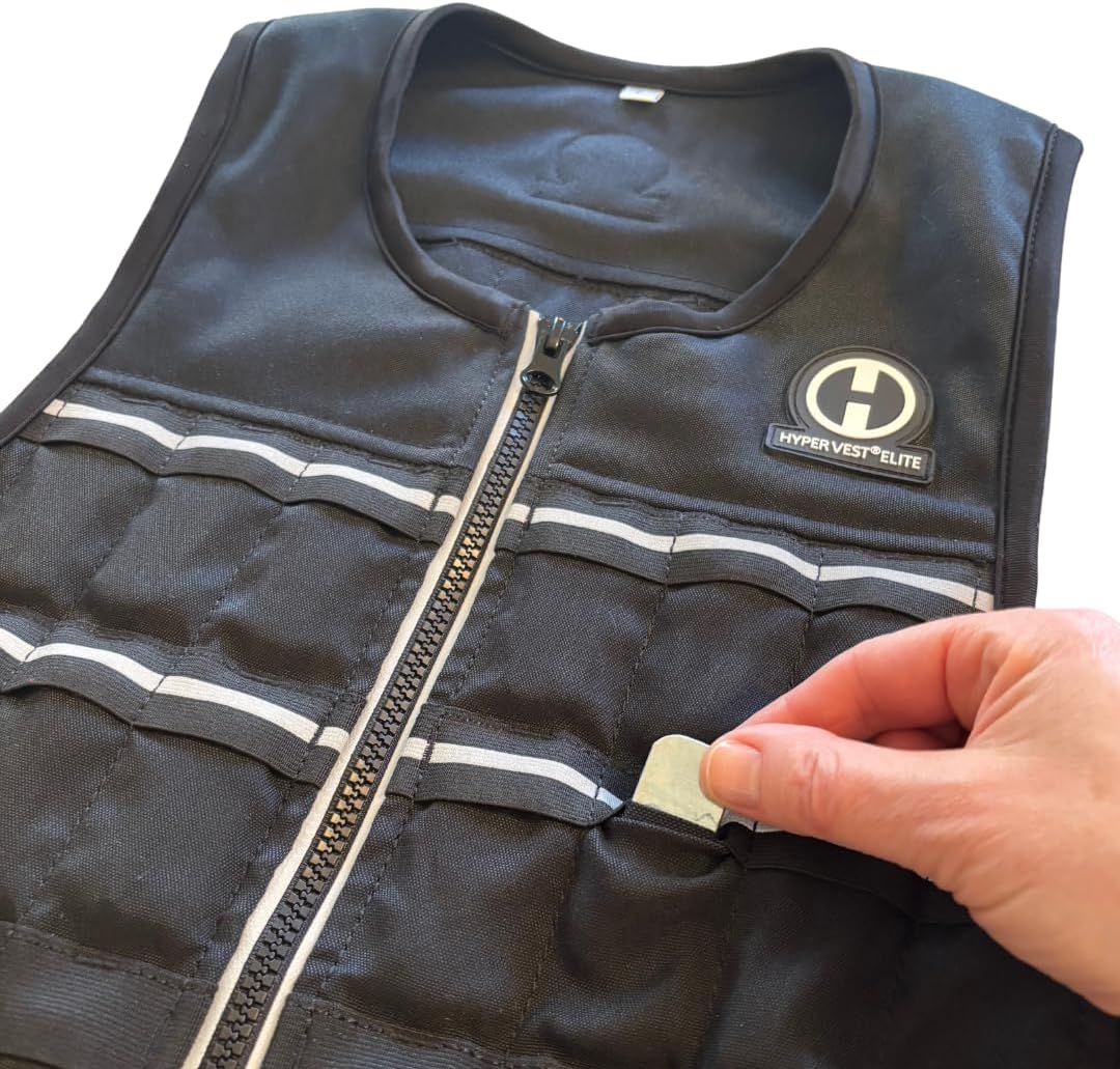 Hyperwear Hyper Vest ELITE Fully Adjustable Weight Vest - Stretch CORDURA® Fabric Zipper Thin Steel Weights - Weighted Vests for Running, Strength, Endurance, Walking - Sizes S, M, L, XL