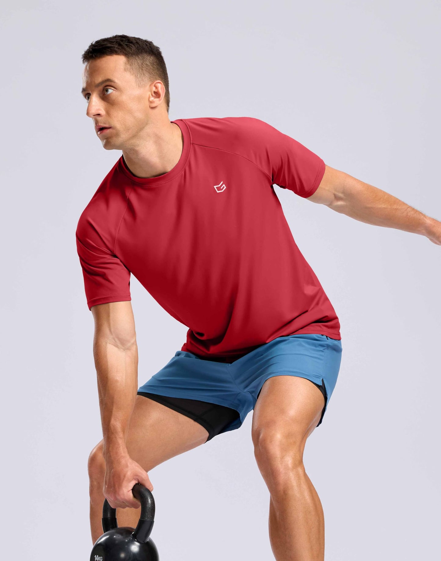 Men's Athletic Workout T-Shirts Moisture Wicking Cooling Running Shirts Short Sleeve Performance Tee for Gym Tennis(Red,XL)