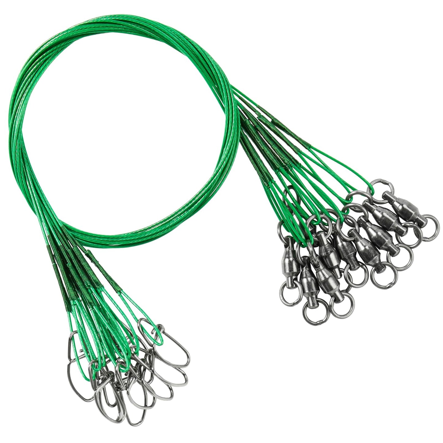 AMYSPORTS Saltwater Steel Fishing Leader Wire Stainless Swivel Fishing Leader Freshwater High Strength Wire Leader Lure Black Nickel #3 50lb 15.8in 20pcs