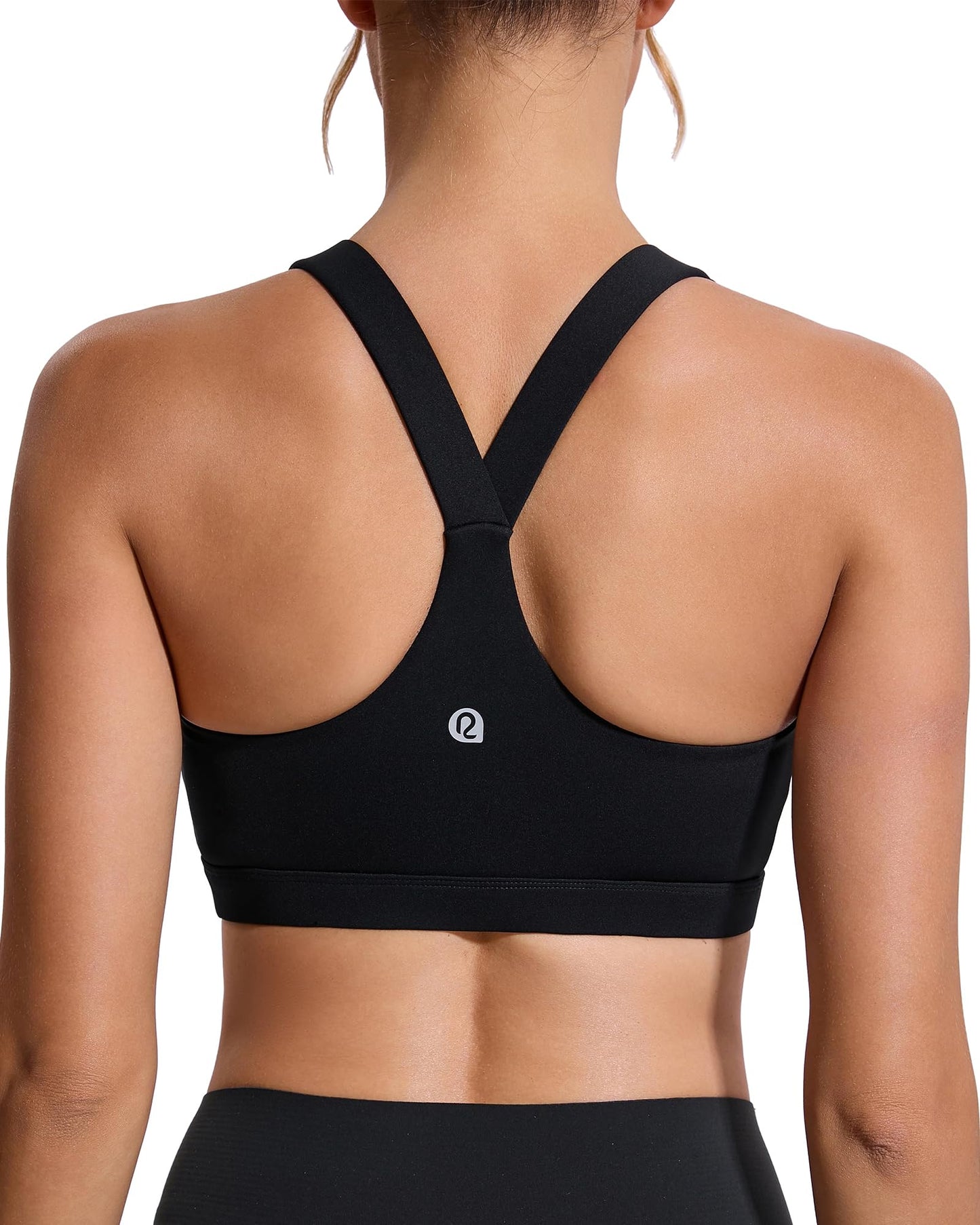 RUNNING GIRL Sports Bras for Women, Molded Cup High Impact Black Sports Bra Workout Bras for Women High Support Racerback(WX3046 Black L)
