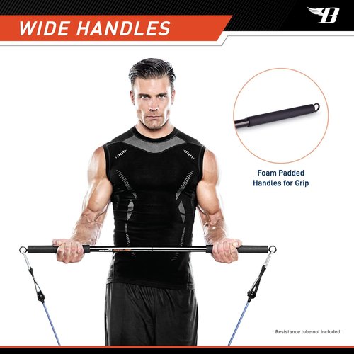 Lightweight 36" Bionic Body Resistance Training Straight Bar - Compatible with All Bands & Accessories