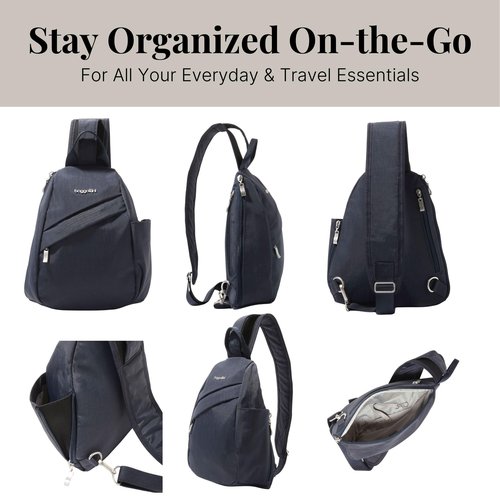 Baggallini Medium Sling Backpack - 9"x11" Lightweight Sling Bag with Convertible Adjustable Shoulder Strap