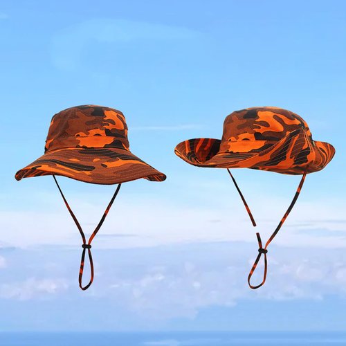 QOHNK Boonie Hats for Men Women Wide Brim Sun Hats Outdoor Sun UV Protection Fisherman Hat Big Head Fishing Camo Bucket Hats