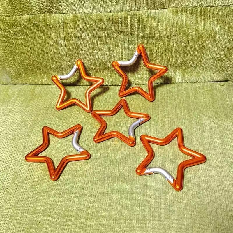 2Pcs Silver Carabiner Clip, Star Shaped Climbing Buckle, Aluminum Alloy Heavy Duty Keyring Hook for Camping Fishing Hiking Traveling Aluminum Key Chain Clip Accessories Outdoor, Car Keychain