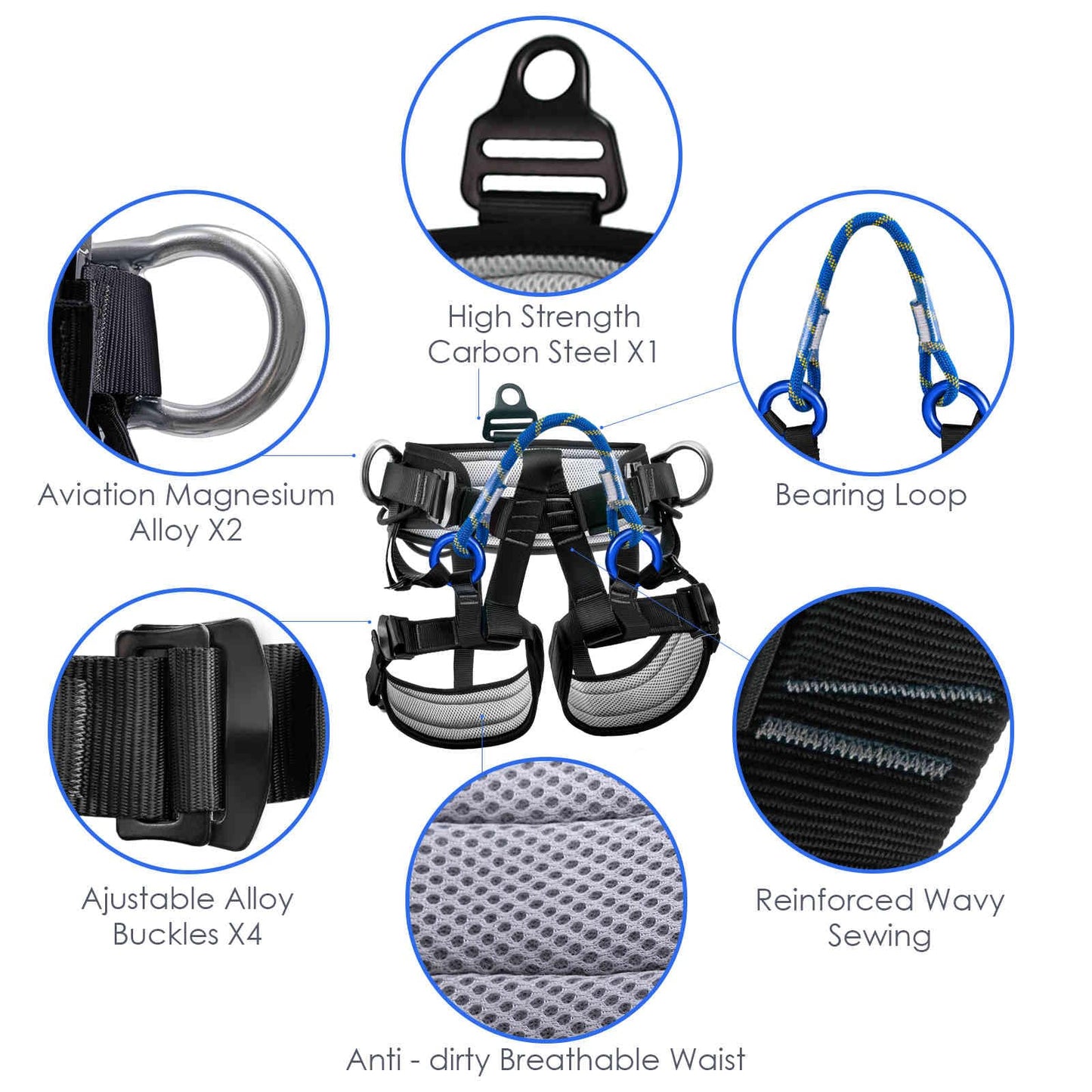 HandAcc Climbing belts, Thicken Professional Large Size Safety Seat Belts for Tree Climbing, Rescuing Work, Rappelling