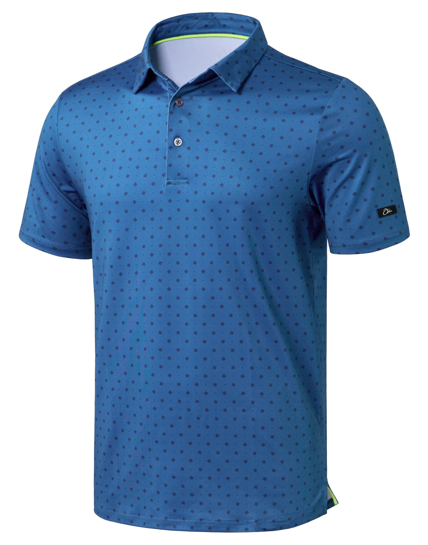 Obla Mens Golf Polo Shirts Short Sleeve Dry Fit Performance Moisture Wicking Casual Print Collared Golf Shirts for Men(Blue Circle_XXL)
