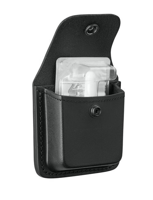 Perfect Fit Leather Nasal Spray Case for Naloxone Opiod Overdose Antidote Spray, First Aid Spray Case Black Leather with Black Snap