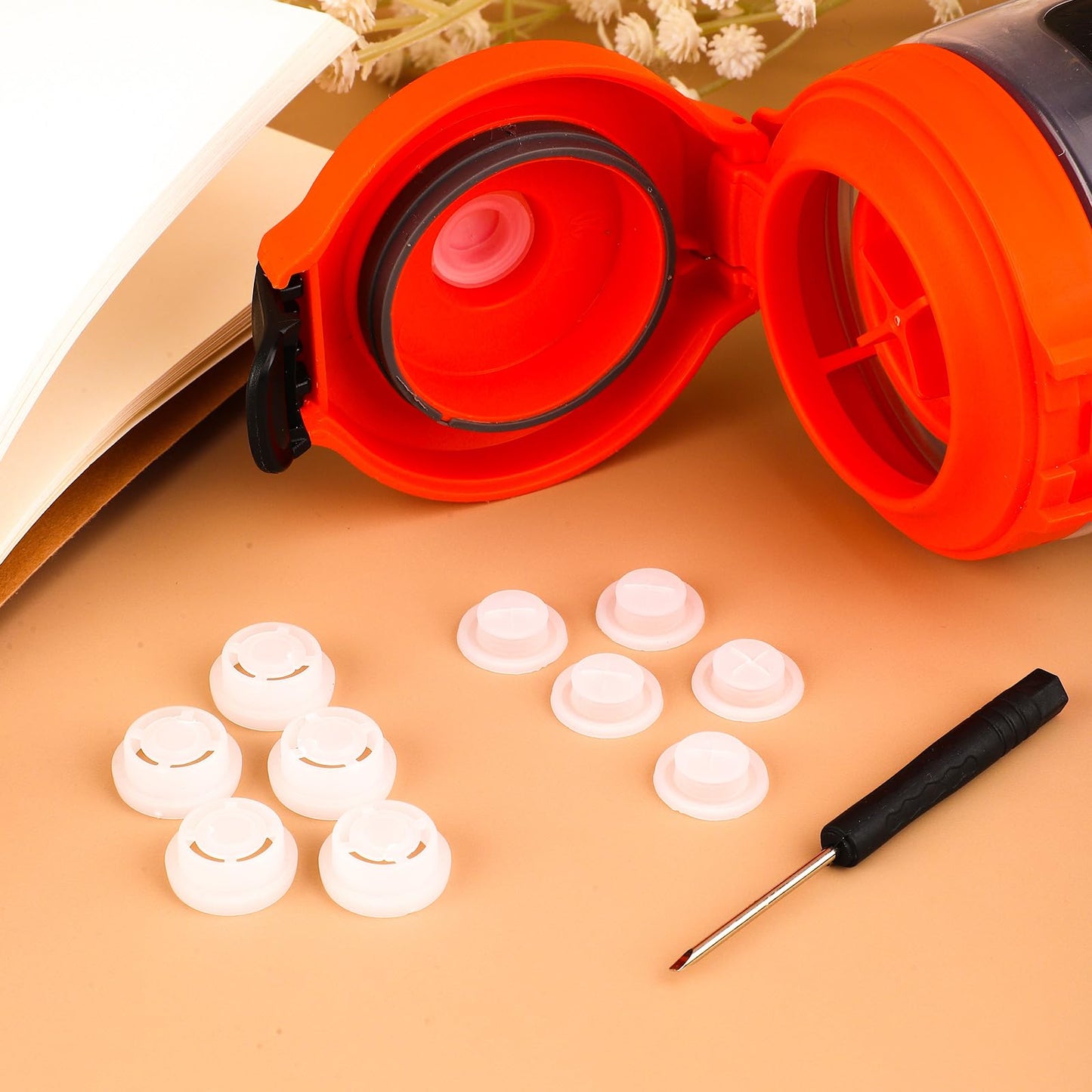 6pcs Dispensing Rubber Valves Compatible with Gatorade Water Bottle, Silicone Valve Replacement Lid for Gatorade GX 30oz & Squeeze Bottle 32oz Plastic Inserts & Screwdriver