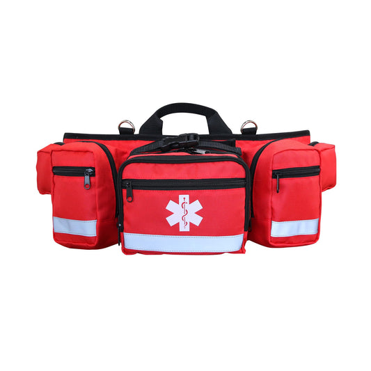 Professional First Aid Waist Pack,Medical Trauma Bag with Reflective,Portable First Aid Fanny Pack for Emergency at Home and Work,Outdoors,Hiking(Red)