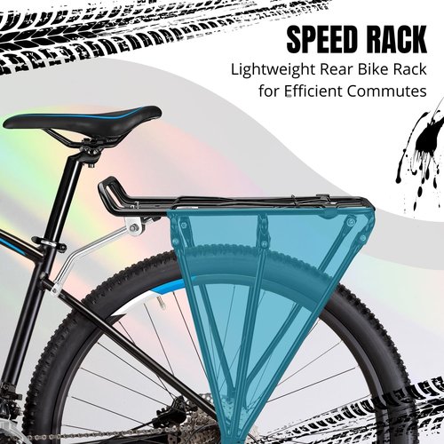 Flexzion Adjustable Bicycle Carrier Rack, 110lb Capacity, Black - Back Bike Cargo Rack, Aluminum Rear Seat Post Bike Rack Caddy for 26-28 Inch Wheels with Hardware Included