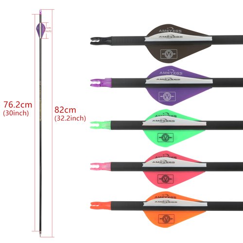 wolfman 31" Pure Carbon Arrows Archery Practice Hunting Arrows Spine 300 350 400 500 600 with Removable Tips Targeting Arrows for Compound & Recurve & Long Bow 6/12pcs (12, Orange, Spine 300)