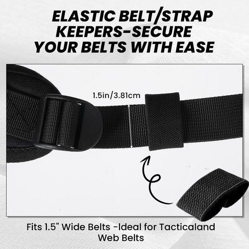 Tucnoeu 10Pcs Elastic Belt Keepers,Nylon Belt Loop,Black Backpack Strap Keeper for Securing Belts,Backpacks,Slings