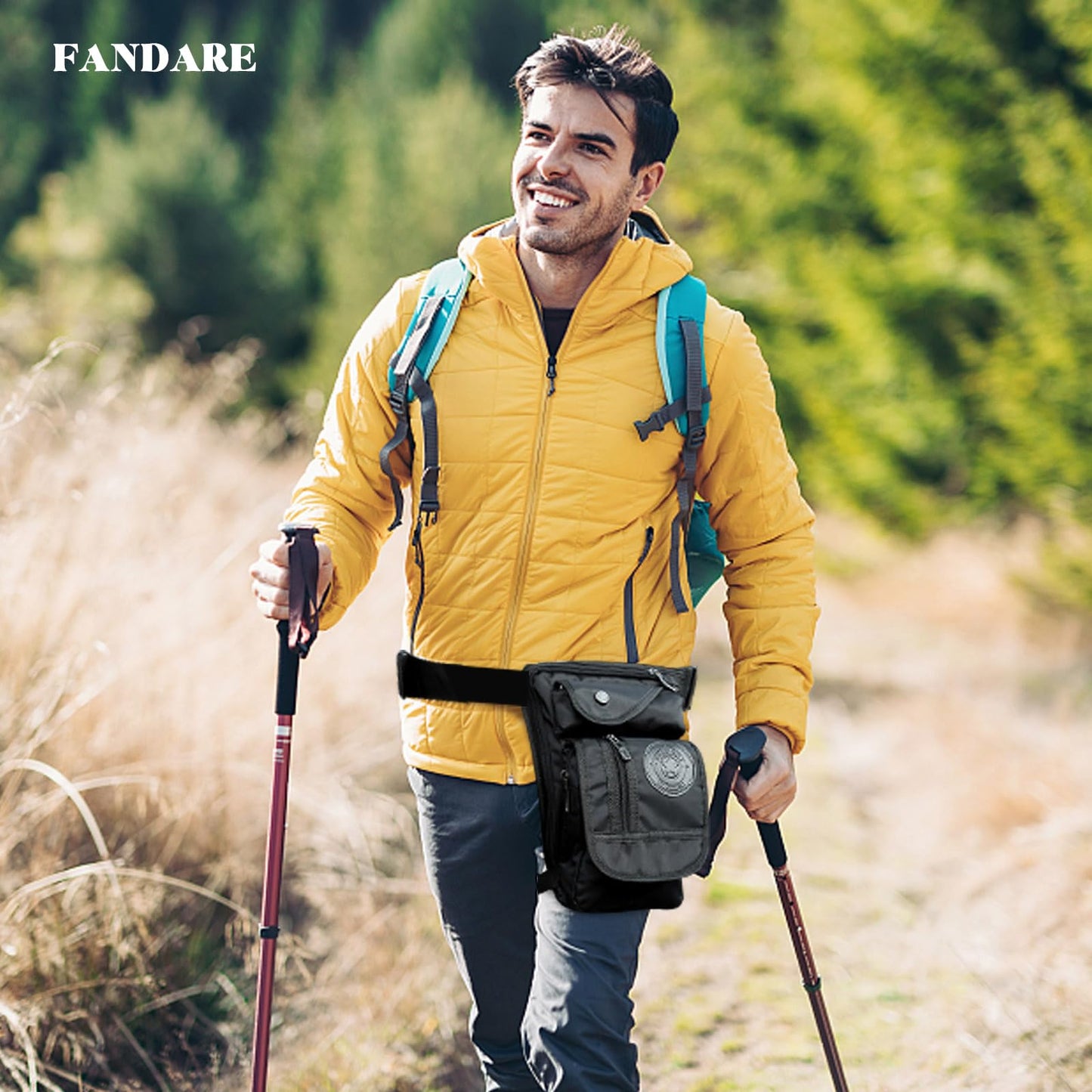 FANDARE Thigh Drop Leg Bag Military Tactical Drop Leg Pouch Bag Waist Pack Bumbags Sling bag Motorcycle Chest Shoulder Crossbody Bag for Hiking Cycling Travel Outdoor Cover PackBlack