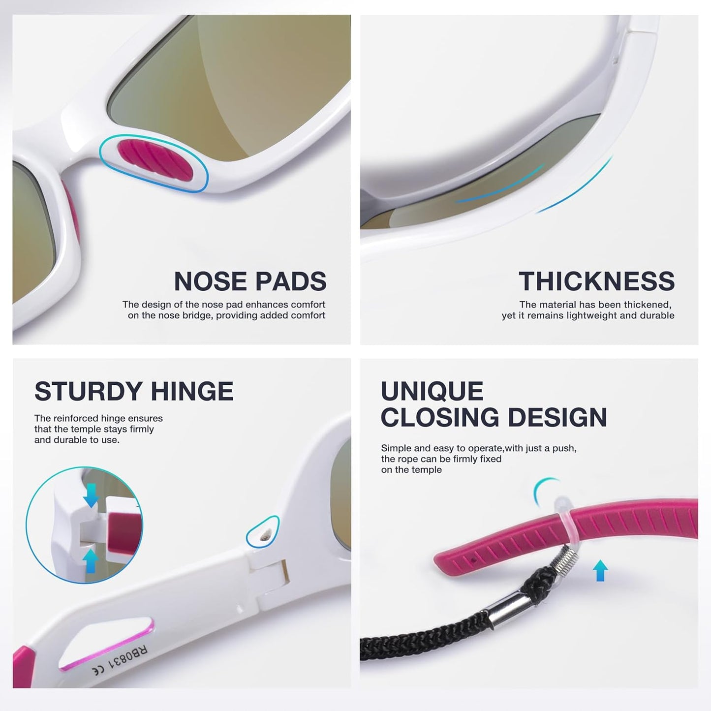 RIVBOS Polarized Sports Sunglasses Driving Sun Glasses Shades for Men Women Tr90 Frame for Cycling Fishing Running RB831