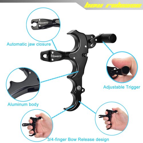 Nswern Bow Release Thumb Archery 3/4 Finger Release-Bow Trigger 360° Rotatable Thumb Release for Compound Bow