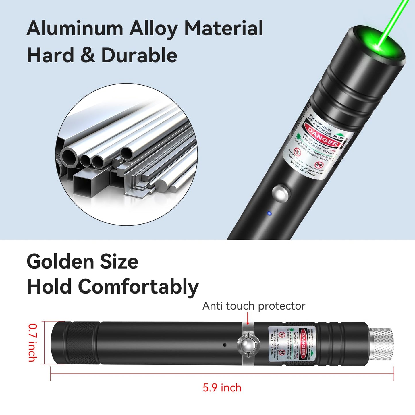 MIPREZT [Professional] Rechargeable Green Line Light Flashlight Long Distance Range for TV/LED/LCD Screens Tactical Flashlights Presentation Office/Outdoors/Astronomic/Construction [001]