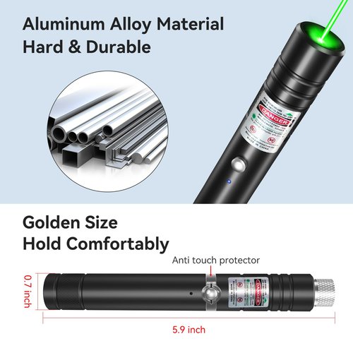 MIPREZT [2 Packs] Rechargeable Green Line Light Flashlight Long Distance Range for TV/LED/LCD Screens Tactical Flashlights Presentation Office/Outdoors/Astronomic/Construction [001]