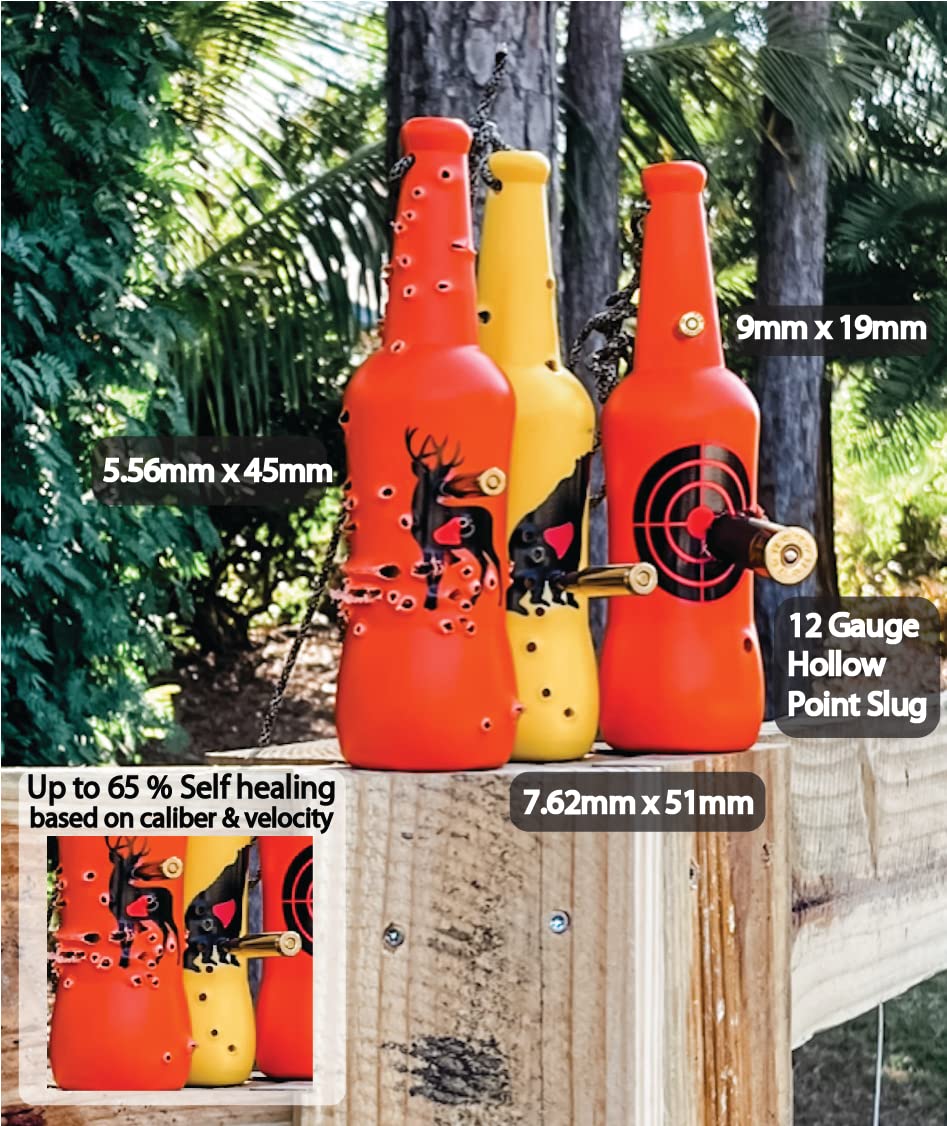 Bottle OPS Reactive Shooting Targets - Only Fillable Self Healing, Shatterproof, All Calibers, Indoor Outdoor Gun Range Shooting Target