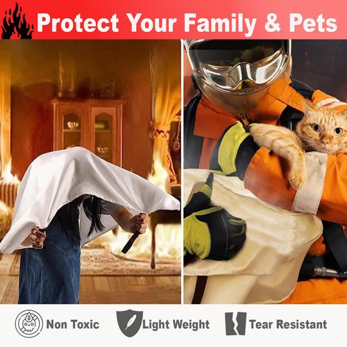 Emergency Fire Suppression Blankets 40" x 40" Fire Proof Fiberglass Blanket for Survival - High Heat Resistant Fire Extinguisher for Office, Home, Kitchen, Grill, Camping, Car, School, etc. 1-Pack