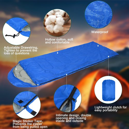 Tudomro 16 Pack Camping Sleeping Bags Bulk Adults Envelope 4 Season Cold Warm Weather Lightweight Waterproof Compact Backpacking Sleeping Bag for Travel Hiking(Blue, Red, Green, Black)