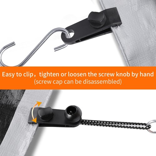 Axlksia Tarp Clips Heavy Duty Lock Grip, 20 Pack Tarp Clamps, Shade Cloth Clips Fasteners, Pool Awning Cover Bungee Cords Clips, Car Cover Clamp