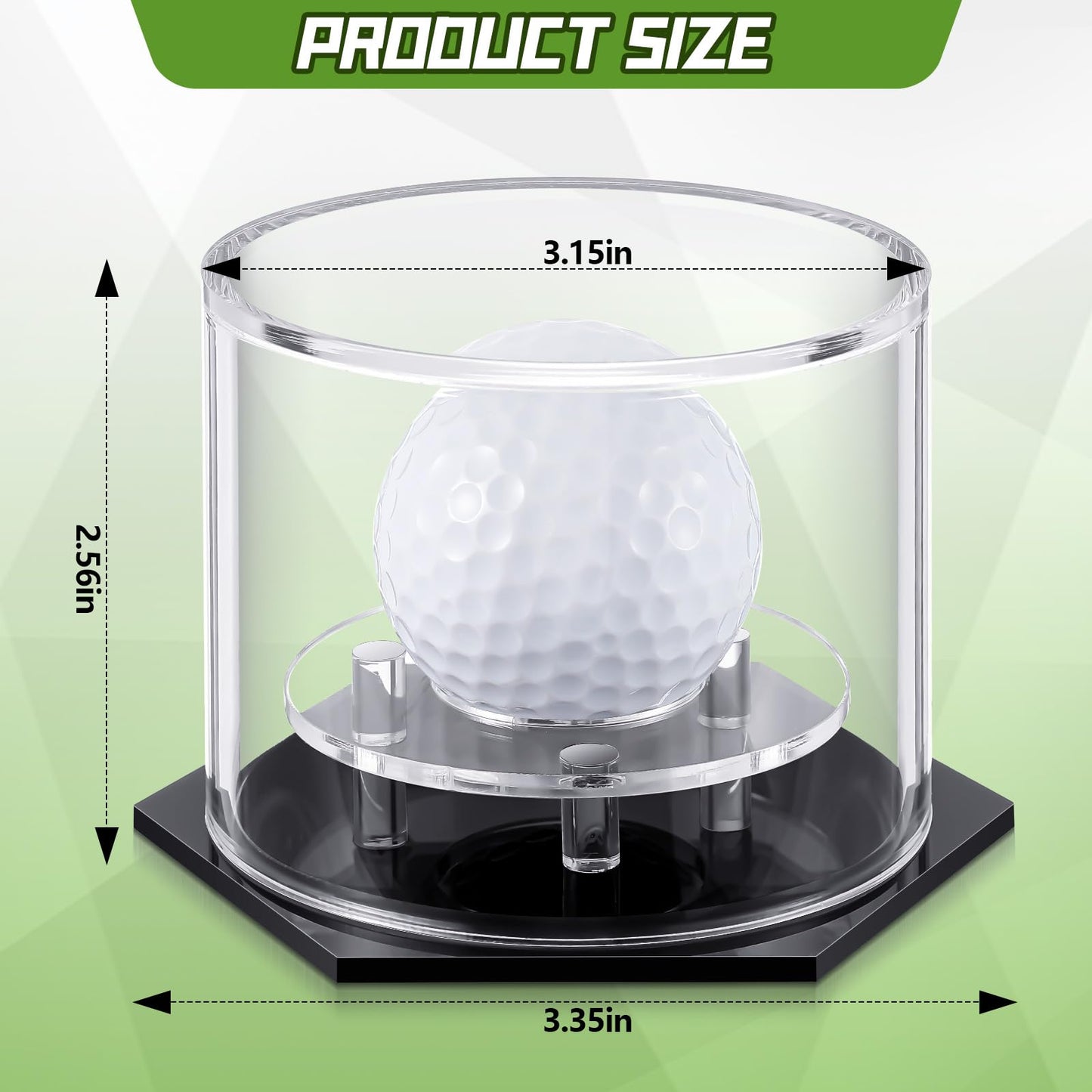 Foilswirl Golf Ball Display Case 3.9 x 2.7 Inch Acrylic Golf Ball Holder Clear Single UV Protection Golf Ball Display Holder Stand for Storage Collections Showcase Gift