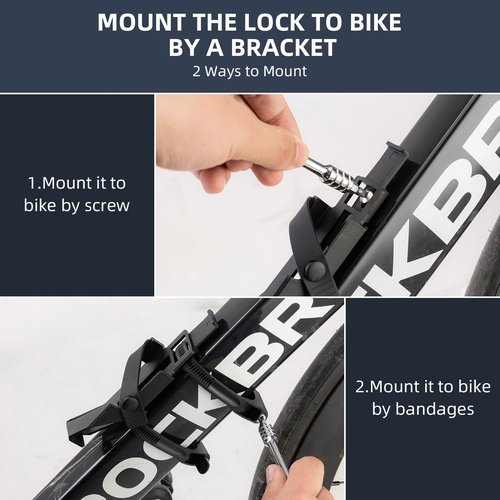 ROCKBROS Folding Bike Lock, Bicycle Lock Heavy Duty Anti Theft, Bike Locks with Mounting Bracket, Durable Alloy Scooter Lock,67 cm/26 inches