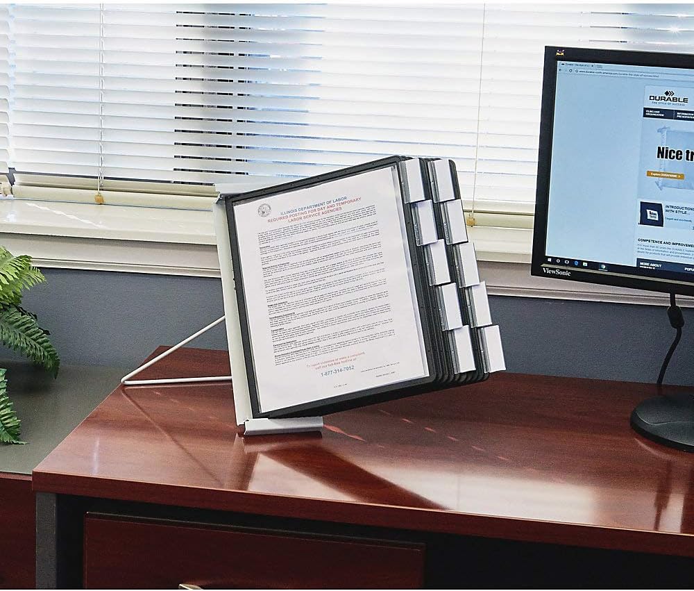 Durable InstaView 10-Section Desktop Reference System, Black