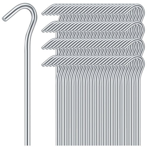 Blulu 100 Pcs Metal Tent Stakes Heavy Duty 7" Galvanized Stakes Metal Ground Tent Pegs Nail Spike Garden Stakes for Garden Fence Edging Tarp Canopy Outdoor Christmas Decorations