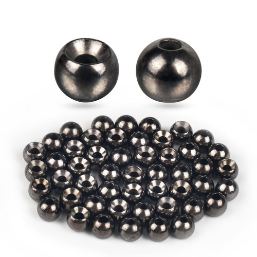 TG-DZURI Tungsten Beads for Fly Tying, 50pcs Tungsten Cyclops Beads Black Nickle Color 4.6mm Sizes Fly Tying Materials Beads Hook Size 6#-8#