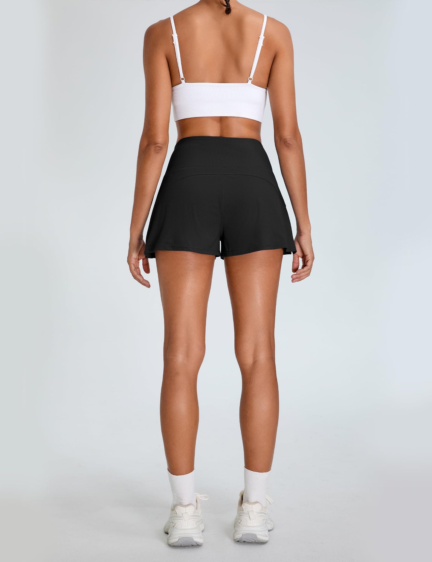 BMJL Womens Athletic Shorts High Waisted Quick Dry Running Shorts Pockets Elastic Sporty Workout Gym Shorts(XL, Black)